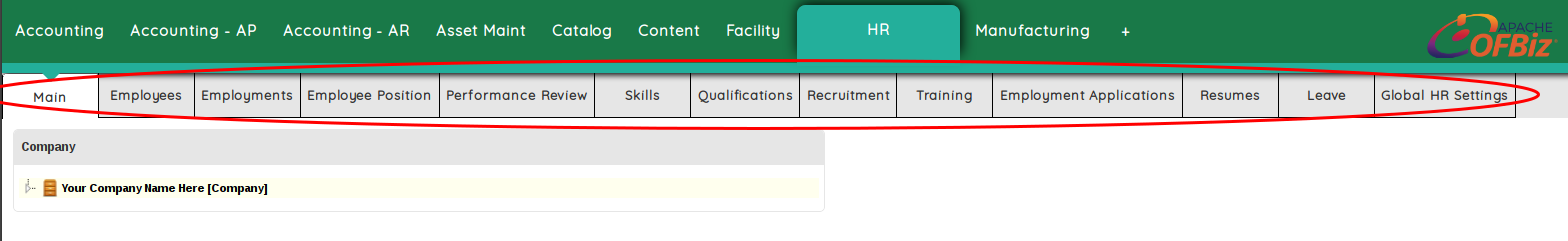 OFBiz HR App Sub-Menu (Rainbow Stone)